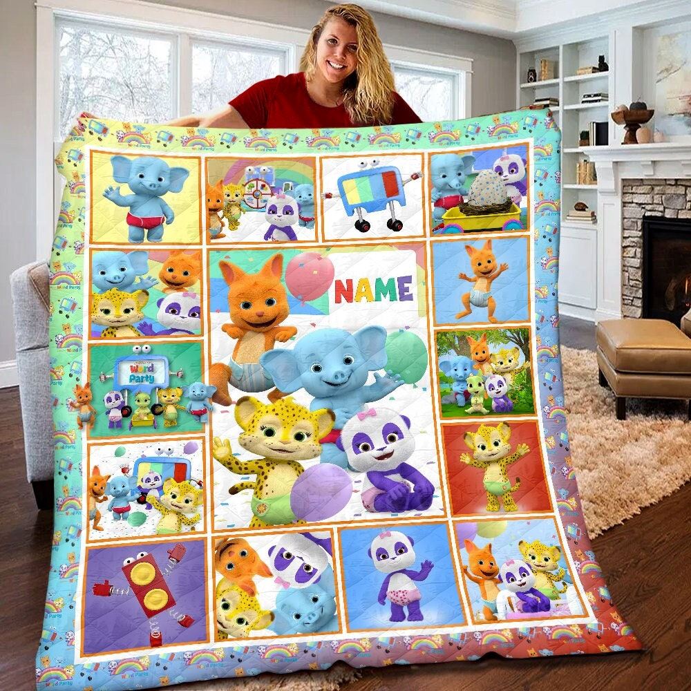 Personalized Word Party Quilt Word Party Fleece Blanket Word Party Birthday Gifts For Toddlers Word Party Christmas Gifts For Kids