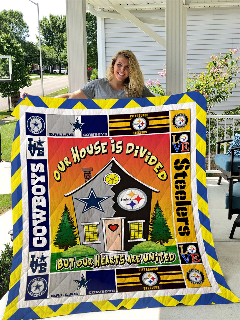 Pittsburgh Steelers And Dallas Cowboys Quilt Blanket I1d2