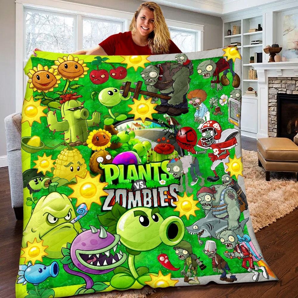 Plants Vs Zombies Quilt Plants Zombies Plush Fleece Blanket Plants And Zombies Game Birthday Gifts Birthday Gifts For Kids