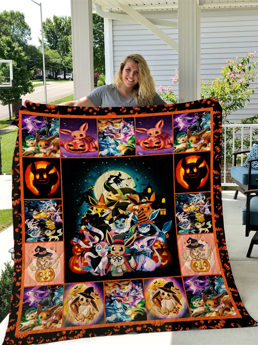 Pokémon Eevee Halloween V1 Quilt Blanket I1d1