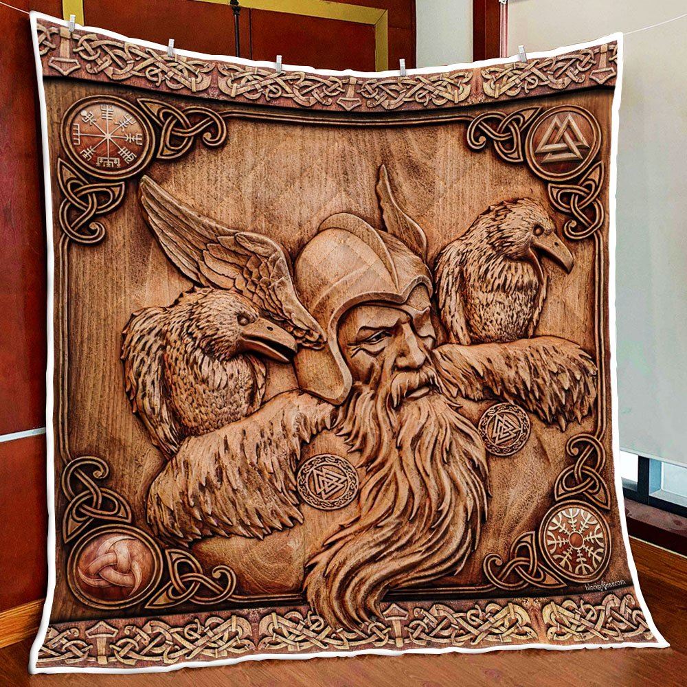 Powerful Ravens Of Odin Quilt Blanket