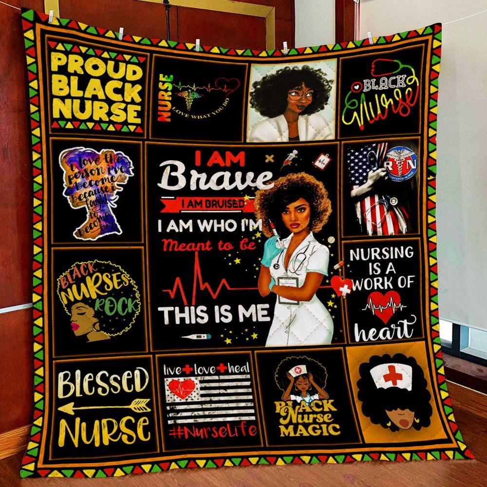 Proud Black Nurse Quilt Blanket--tojrl