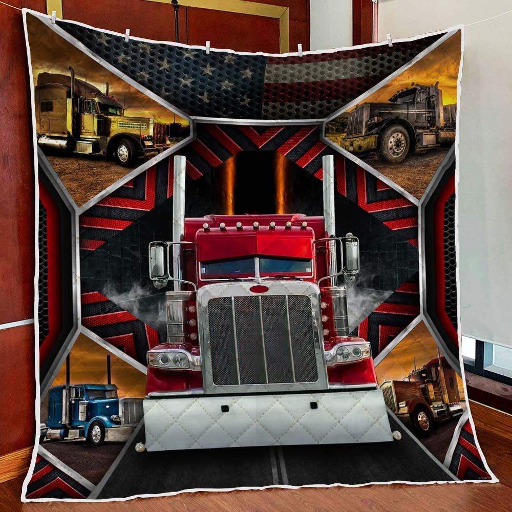 Proud Trucker Quilt Blanket--qczq9