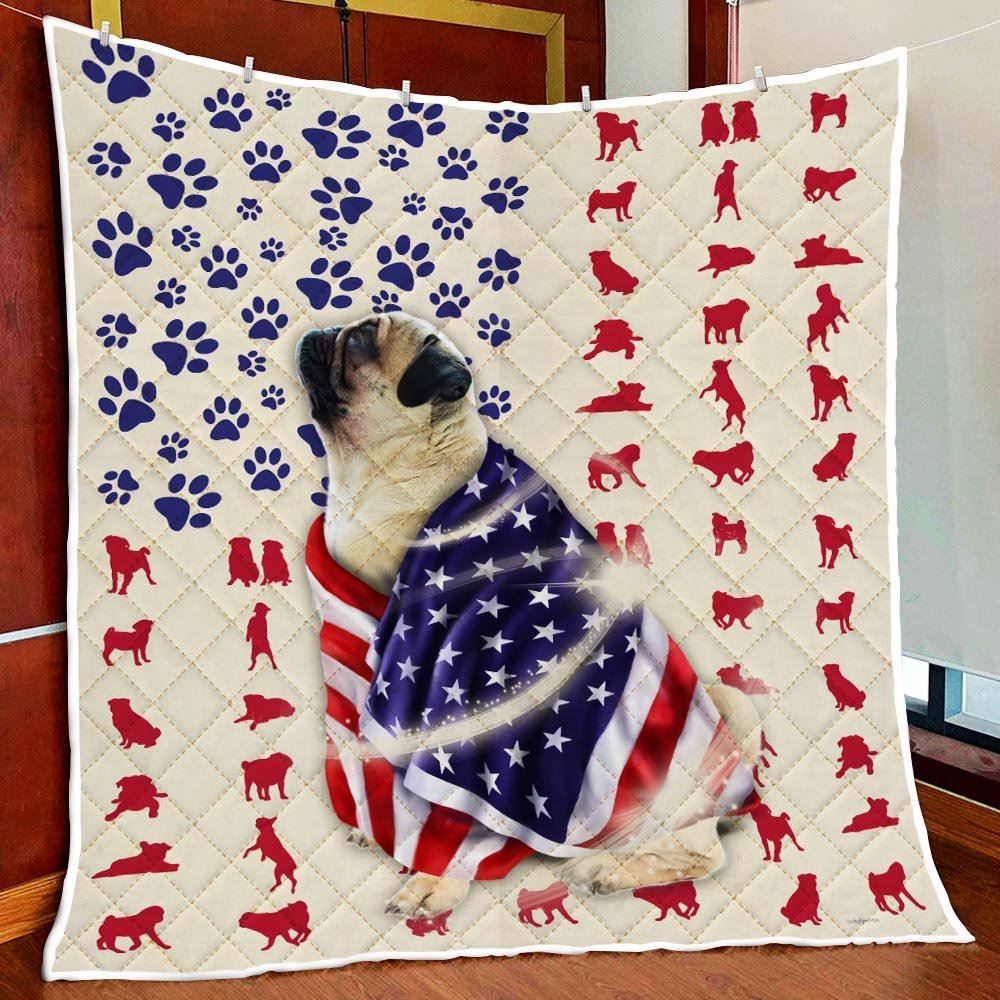 Pug Dog American Quilt Blanket