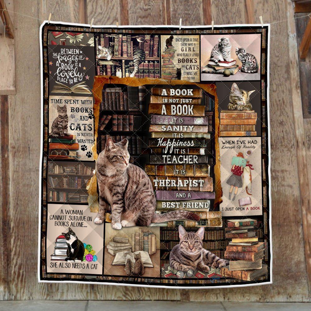 Reading Quilt Blanket Time Spent With Cats And Books Is Never Wasted Bnl299qs