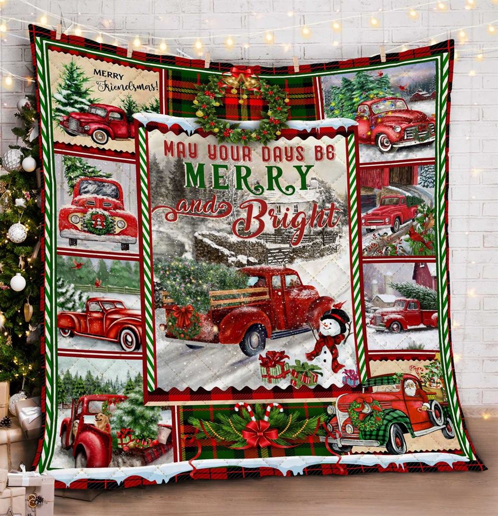 Red Truck Christmas Quilt Blanket