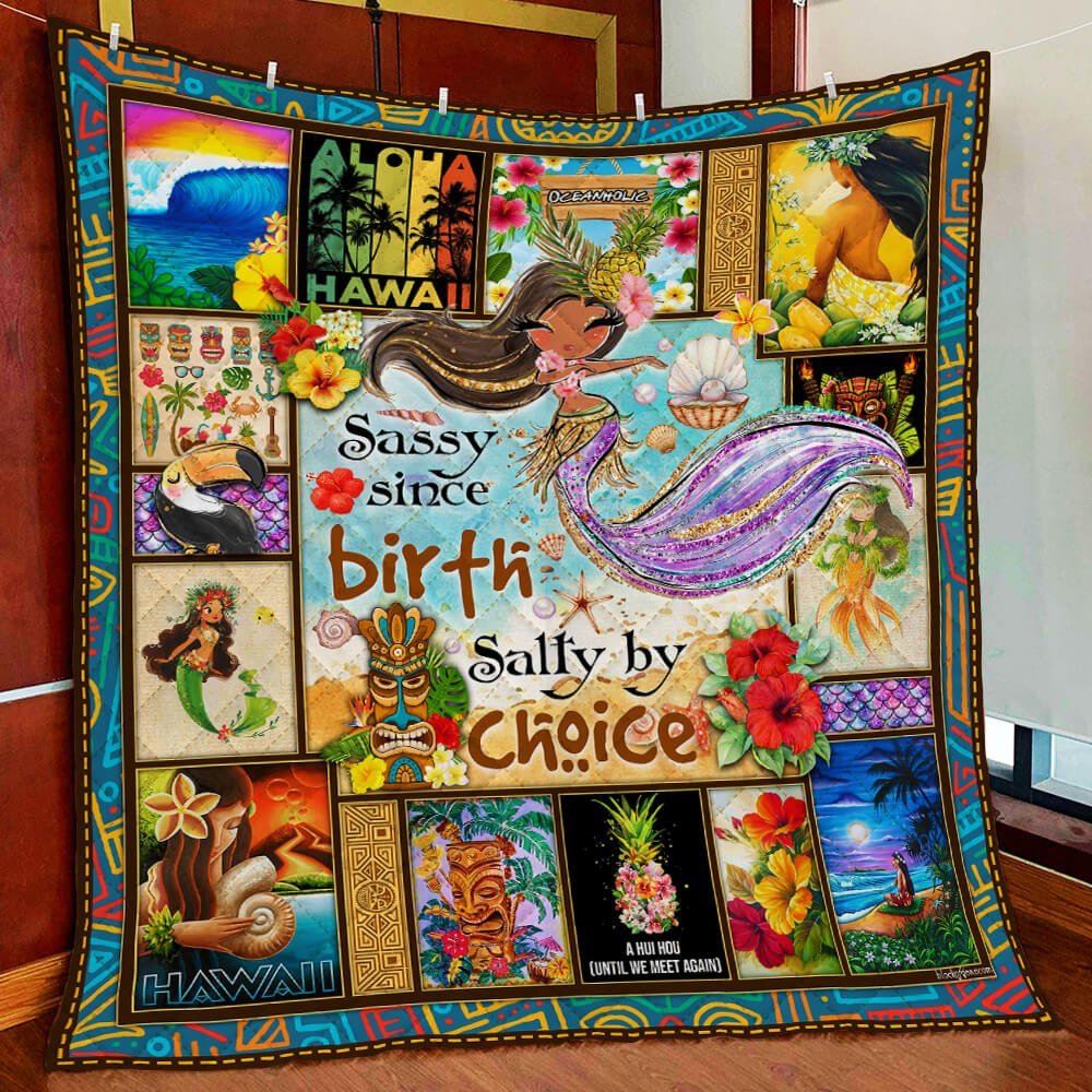 Salty By Choice Aloha Hawaii Quilt Blanket