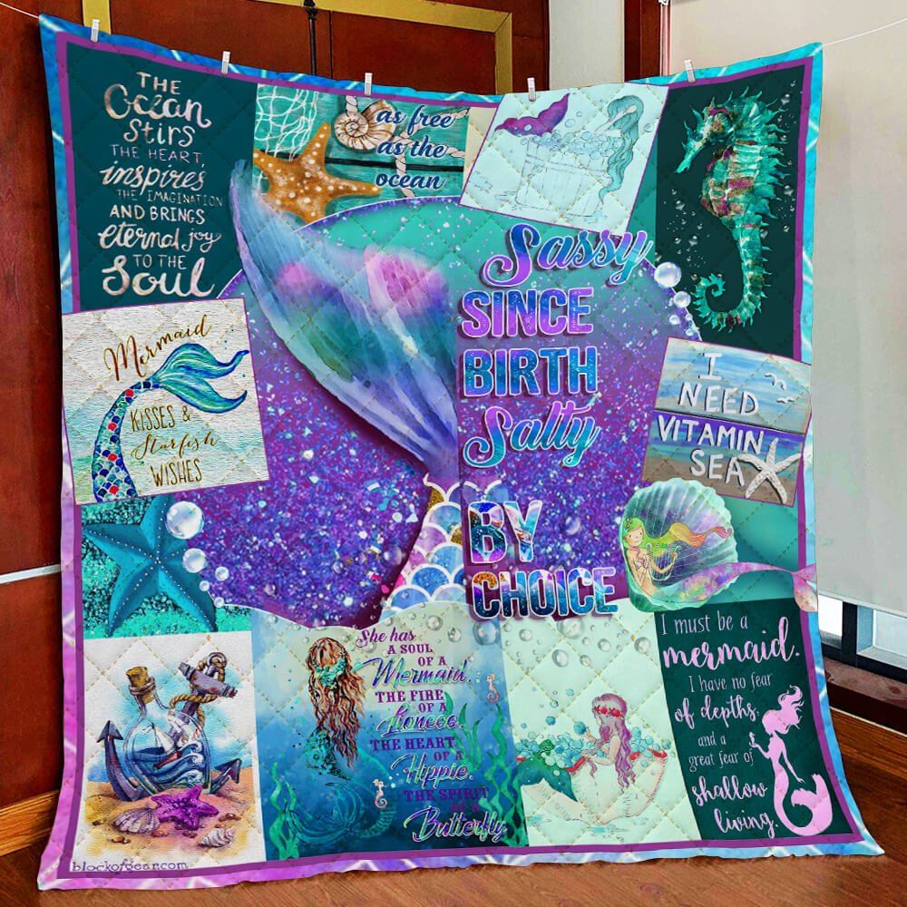 Salty By Choice Mermaid Quilt Blanket