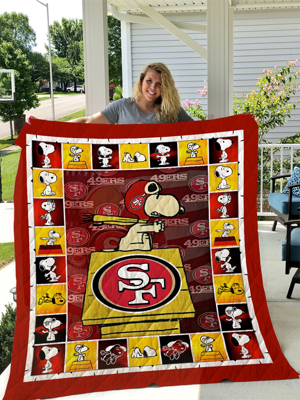 San Francisco 49ers Snoopy Quilt Blanket I1d2