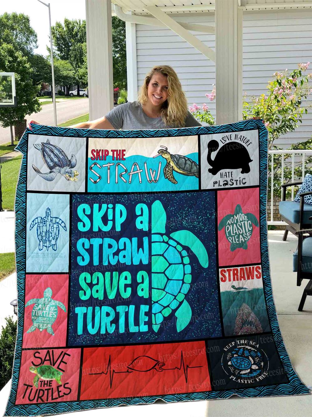 Save Turtles Quilt Blanket 01