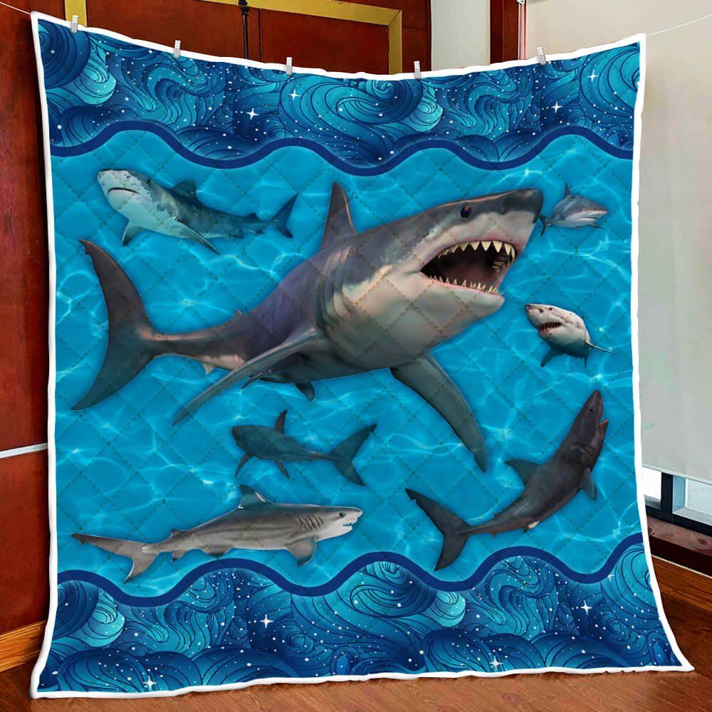 Sharks Swimming Quilt Blanket