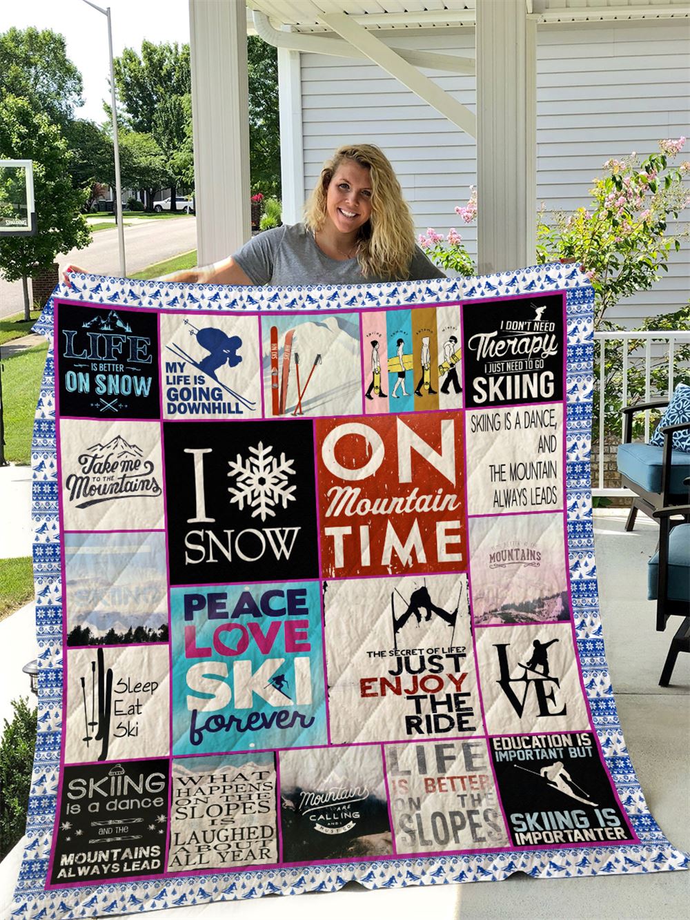 Skiing Quilt Blanket I1d1