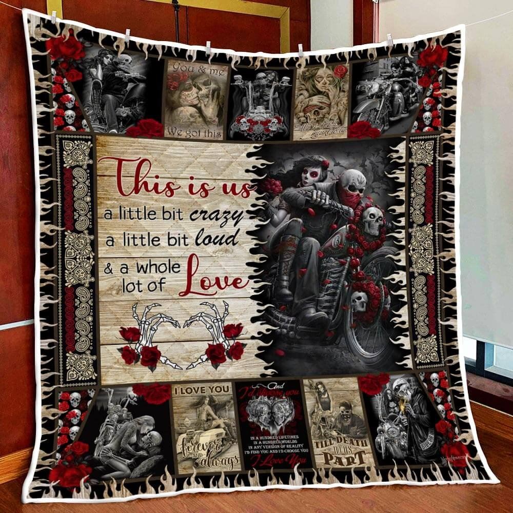 Skull Biker Couple This Is Us Quilt Blanket