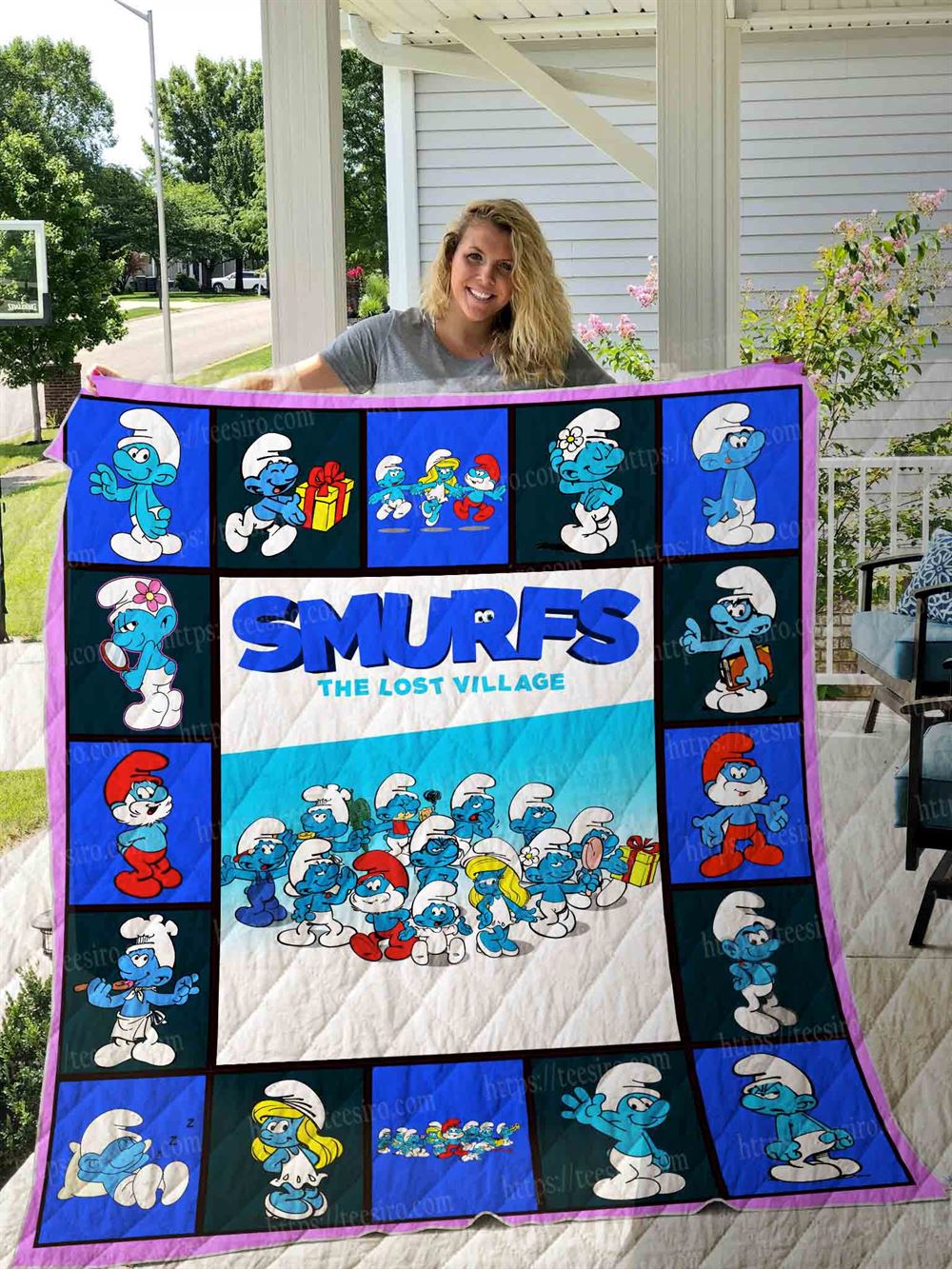 Smurf Quilt Blanket 01