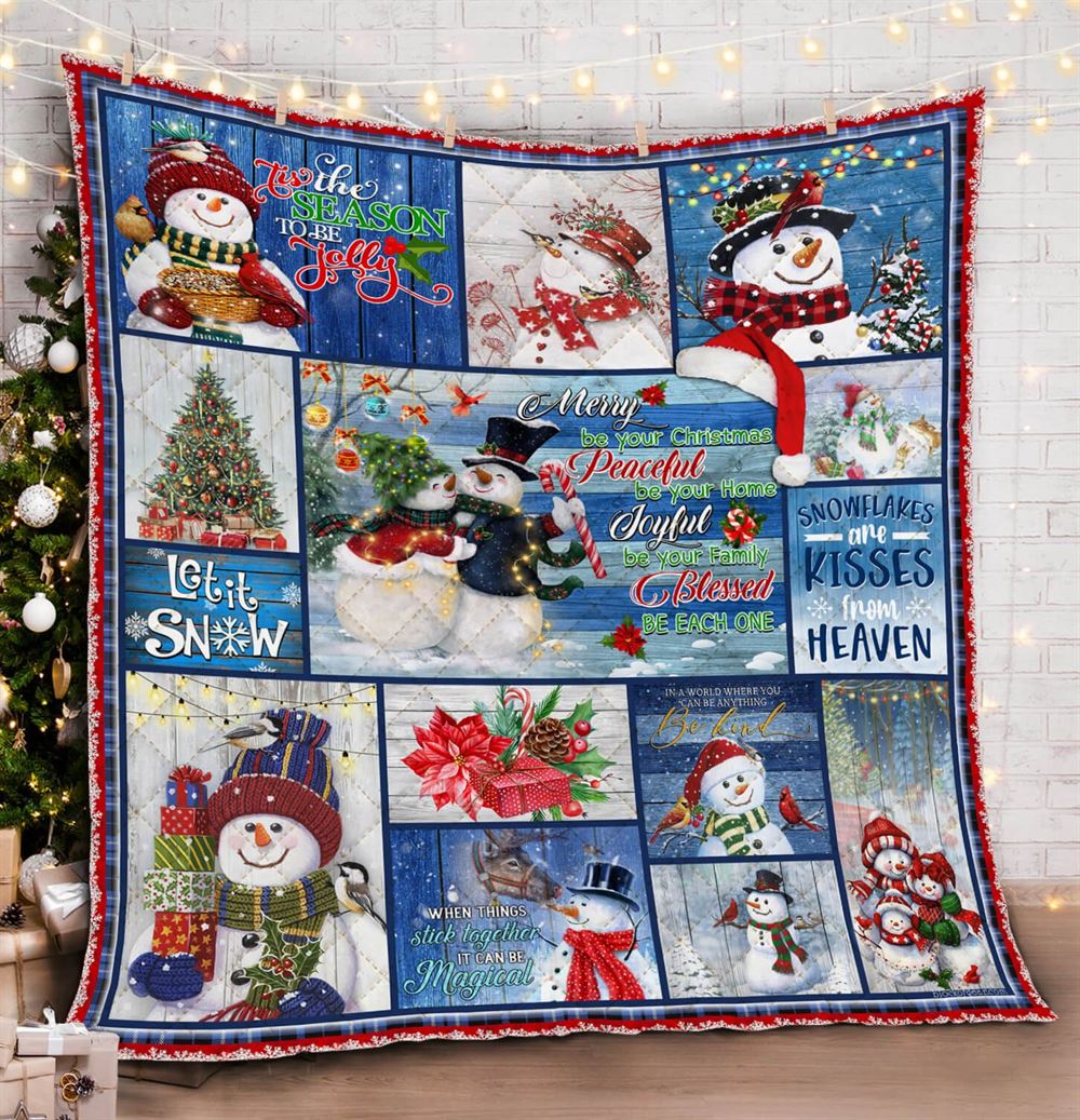 Snowman Be Merry And Bright Quilt Blanket