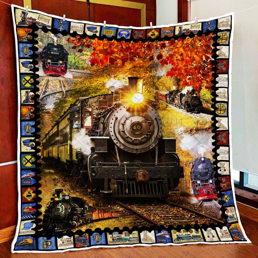 Steam Railroad Trains Quilt Blanket Thh3505q