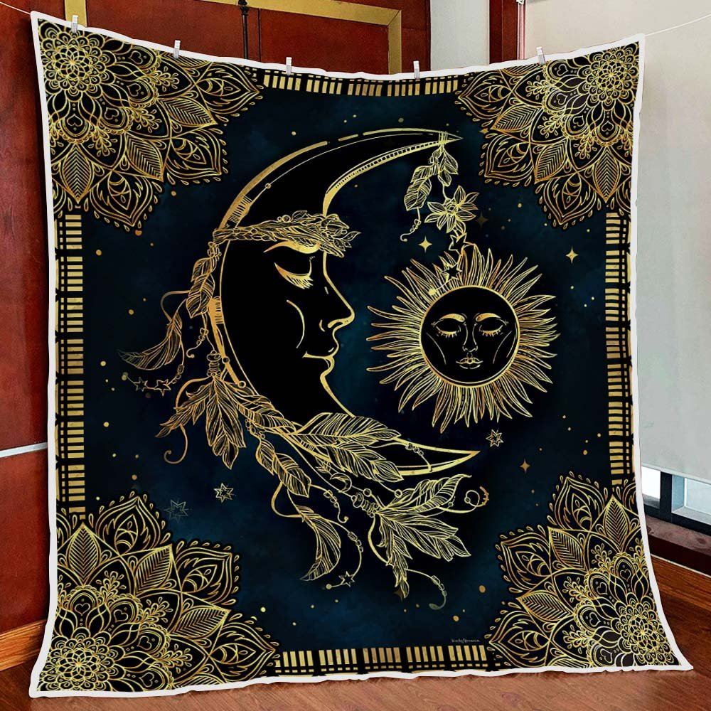 Sun And Moon Mandala Quilt Blanket