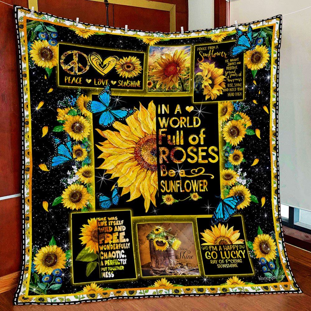 Sunflower Choose To Shine Quilt Blanket