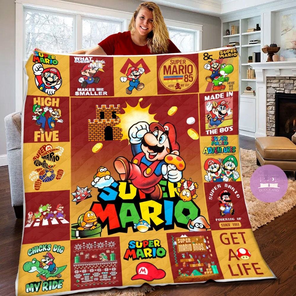 Super Mario Quilt Blanket Super Mario Fleece Blanket Super Mario Birthday Gifts For Toddlers Super Mario Game Gifts For Kids