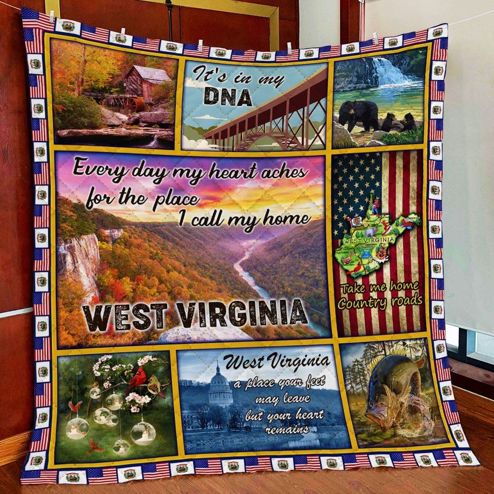 Take Me Home Country Roads West Virginia Quilt Blanket