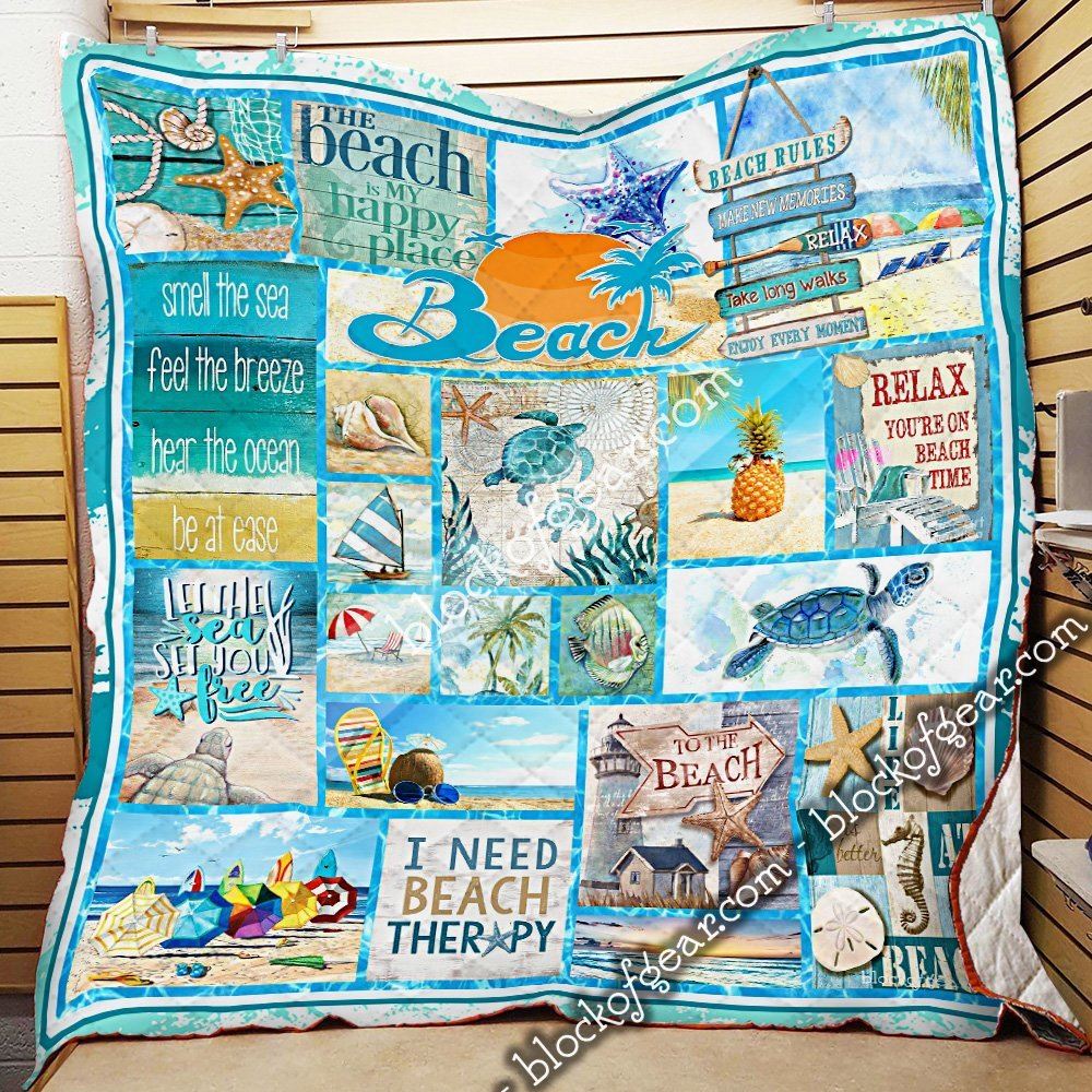 The Beach Is My Happy Place Quilt Blanket--i9m02