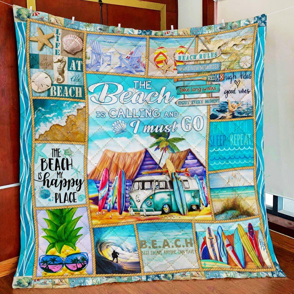 The Beach Is My Happy Place Quilt Blanket--ig9qw