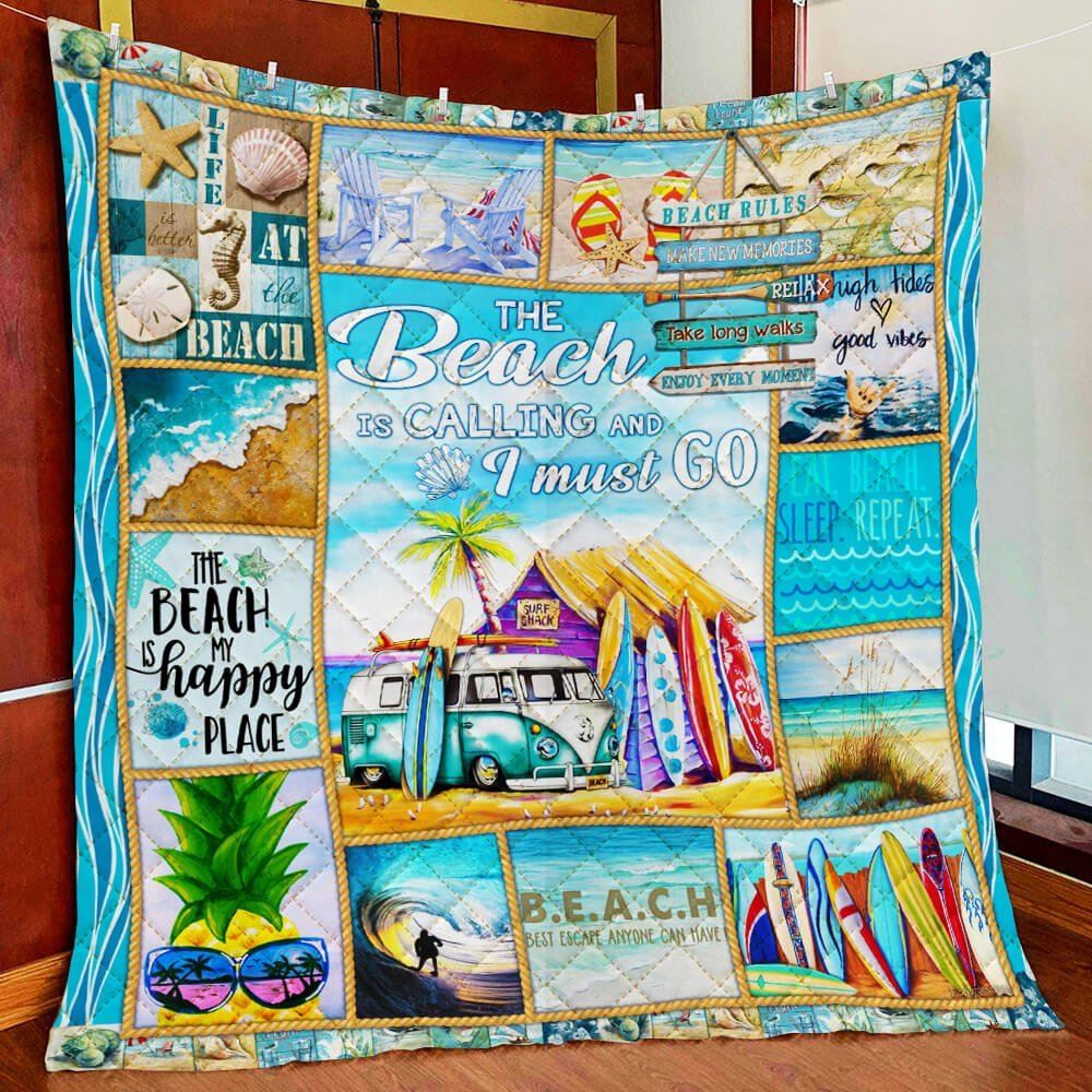 The Beach Is My Happy Place Quilt Blanket