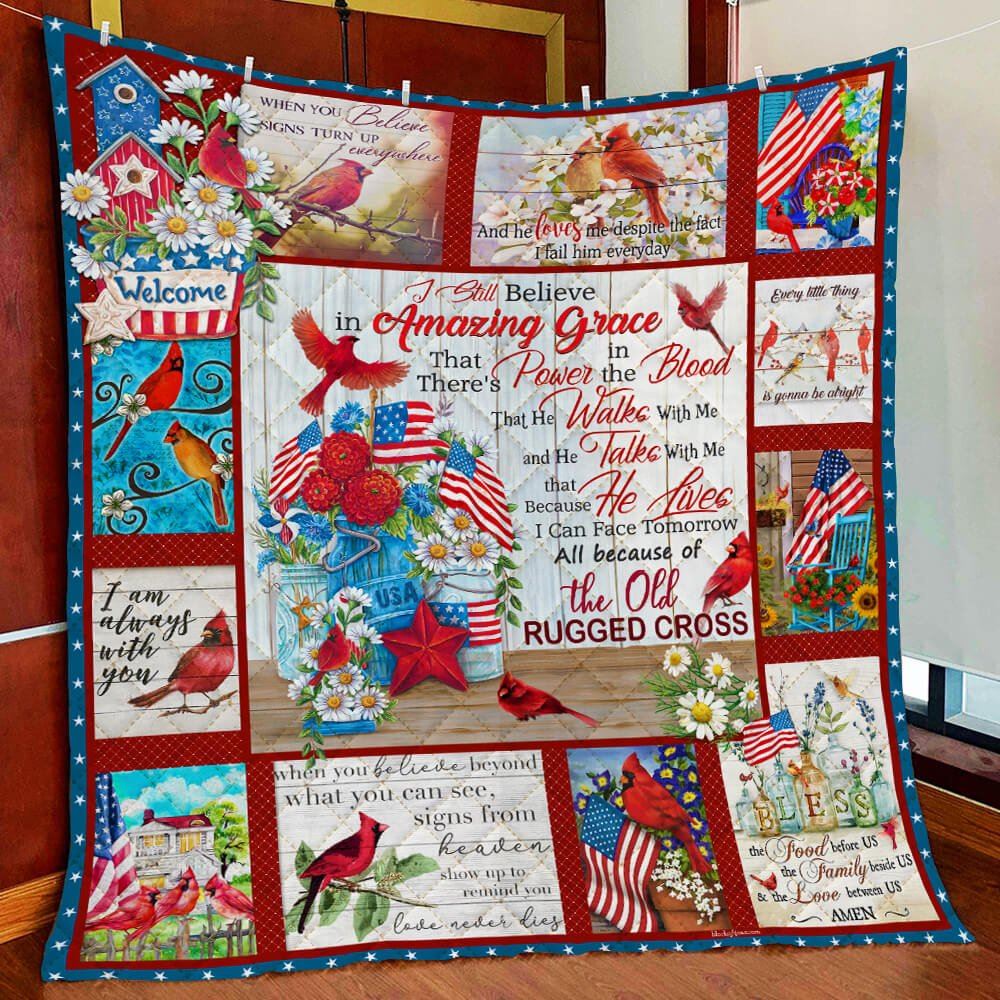 The Old Rugged Cross Cardinal Quilt Blanket