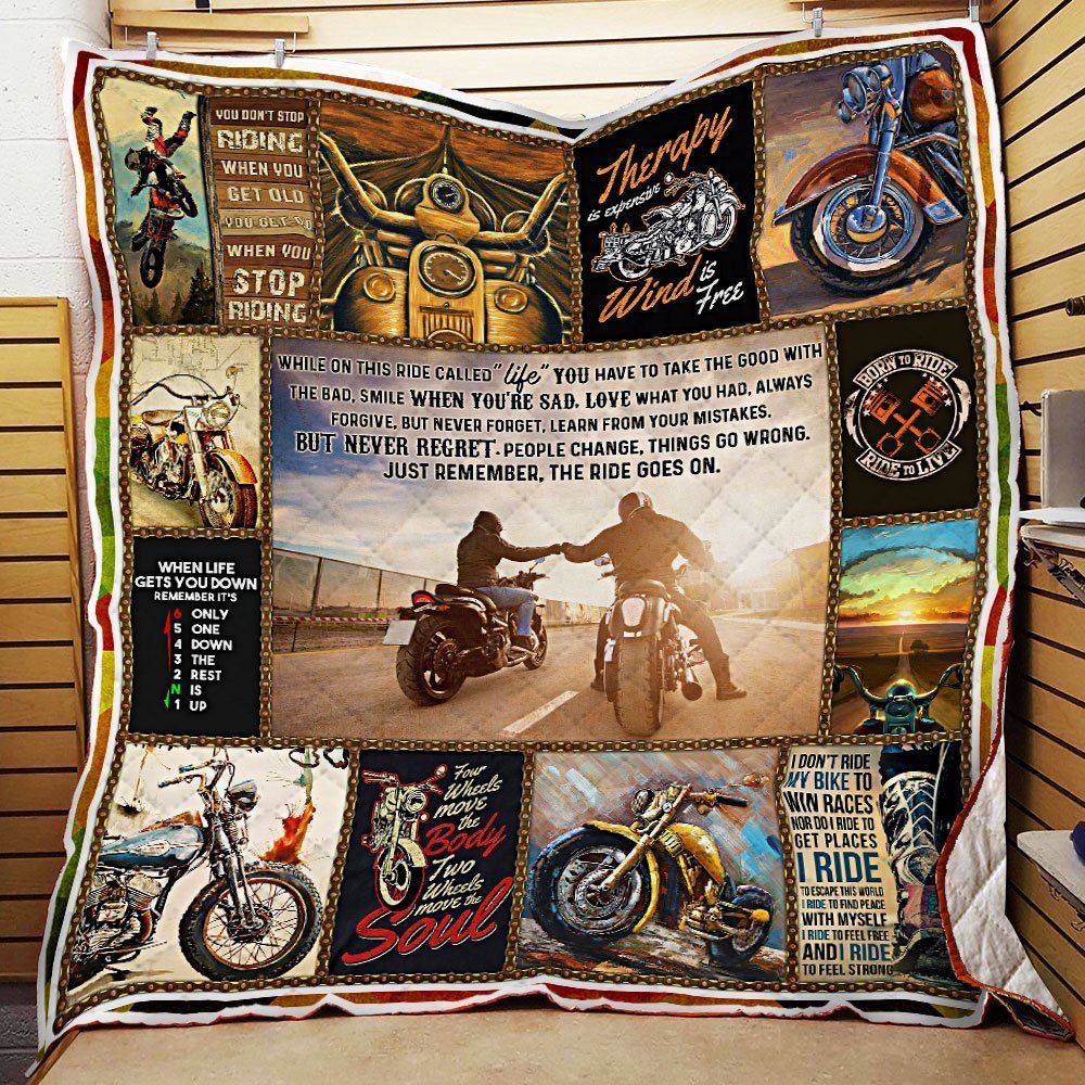 The Ride Goes On Biker Quilt Blanket--n4ydh