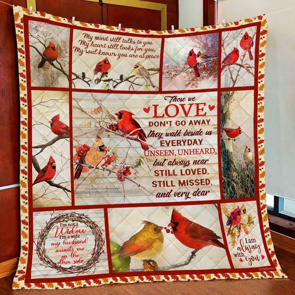 Those We Love Dont Go Away Cardinal Christmas Quilt Blanket