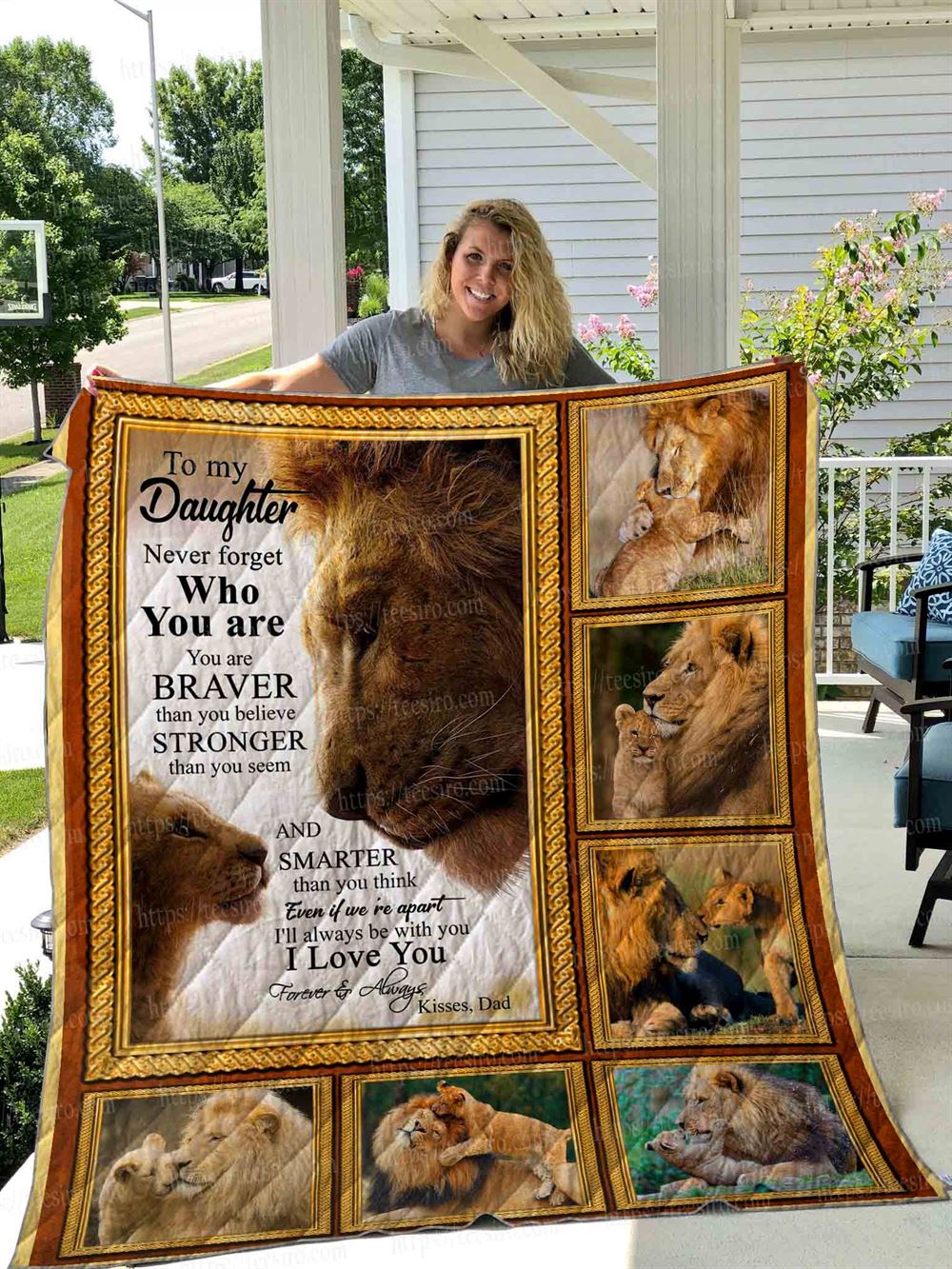 To Daughter- Lion Quilt Blanket 01