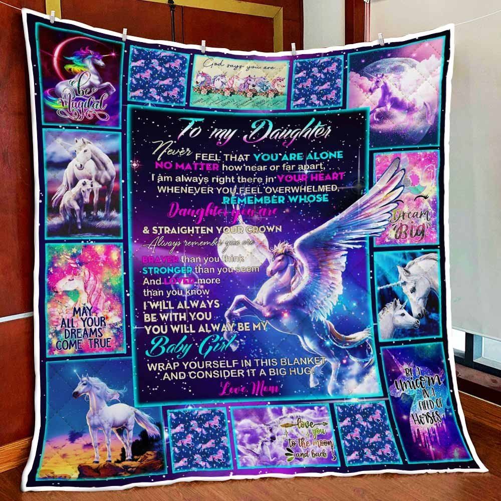 To My Daughter Be Magical Unicorn Quilt Blanket