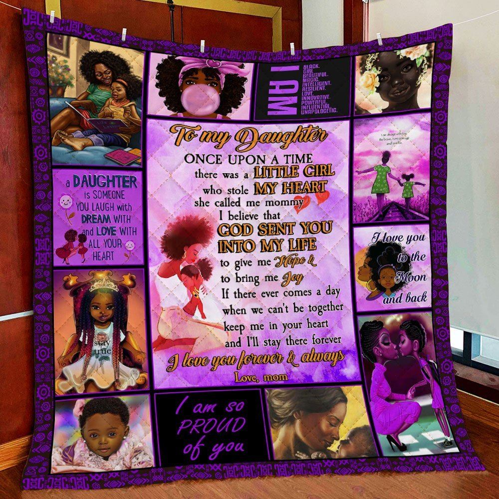 To My Daughter Black Girl Quilt Blanket--5qedb