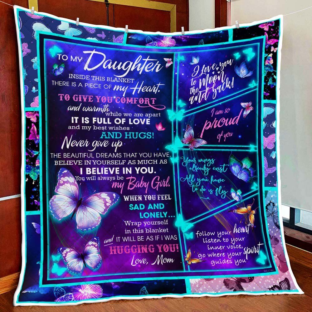 To My Daughter Butterfly Quilt Blanket