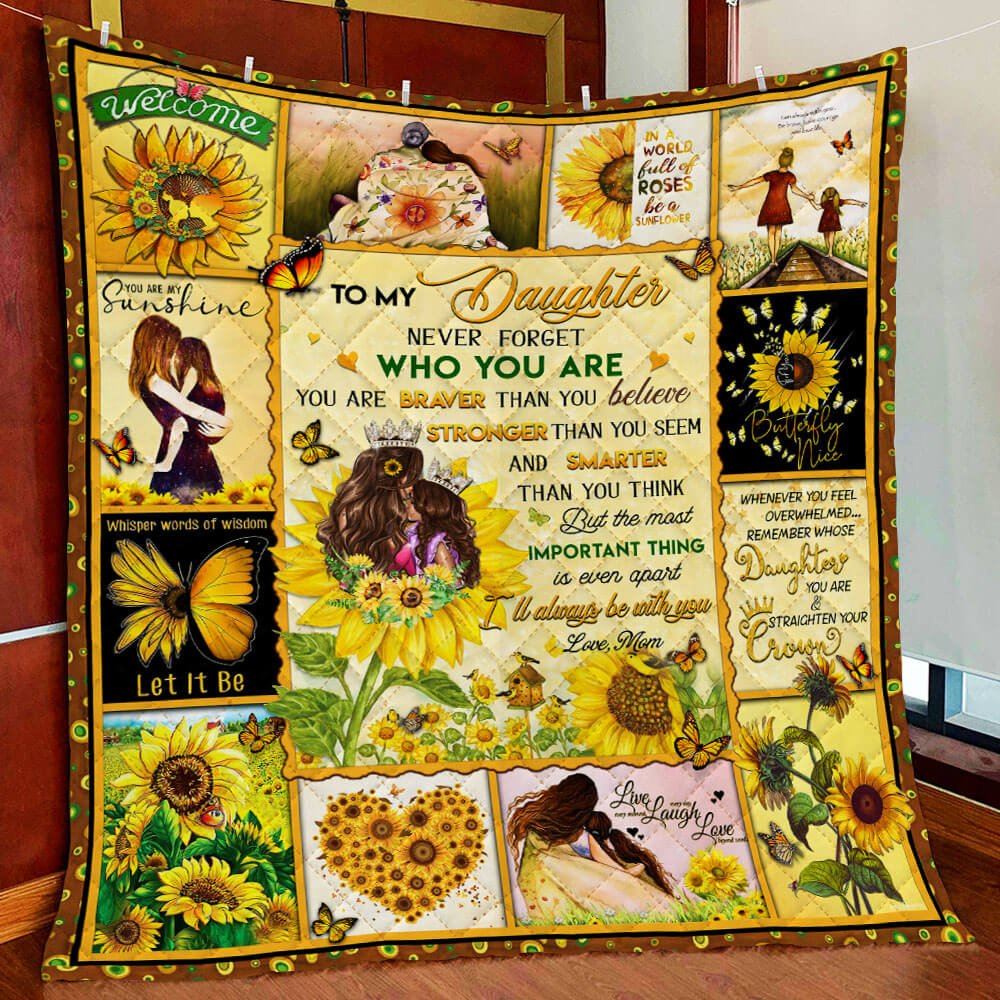 To My Daughter Ill Always Be With You Love Mom Butterfly Quilt Blanket