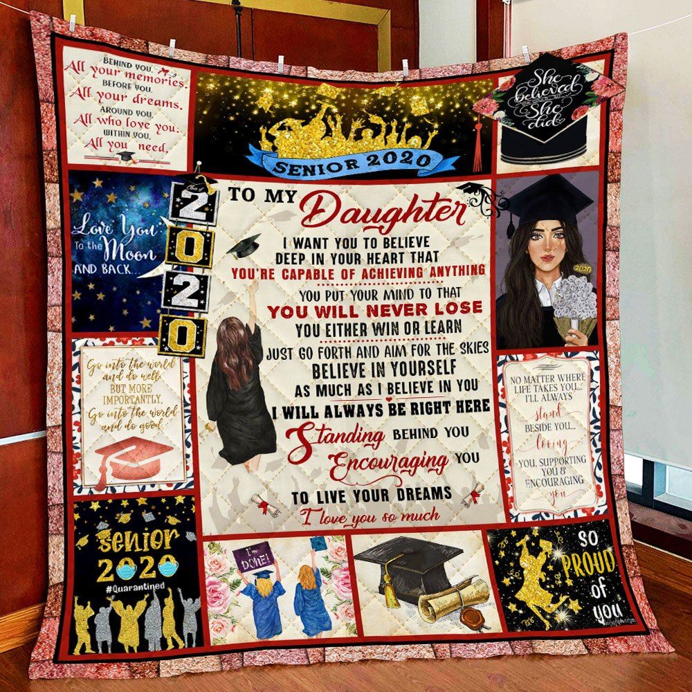 To My Daughter Senior 2020 Graduation Quilt Blanket