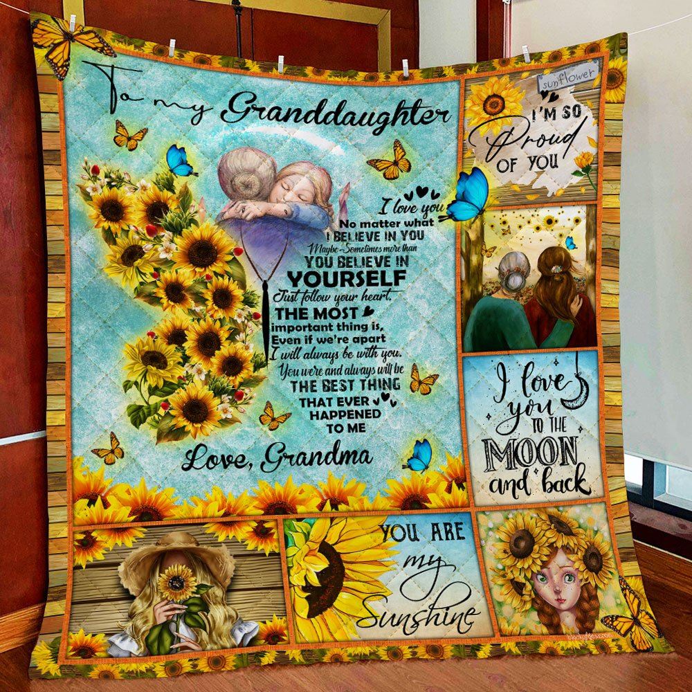 To My Granddaughter I Will Always Be With You Sunflower Quilt Blanket Ds03q