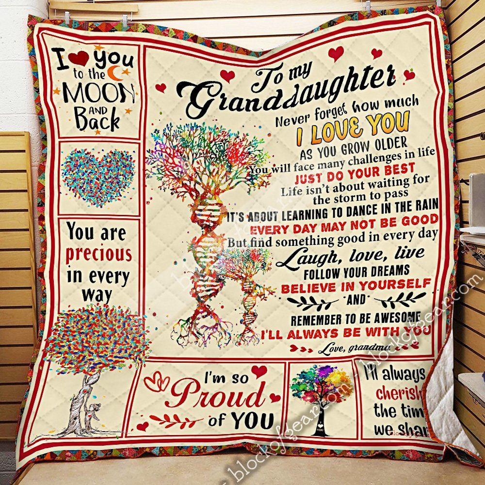 To My Granddaughter Love Grandma Quilt Blanket Thn1894