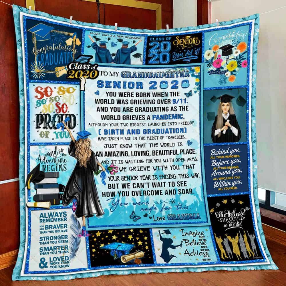 To My Granddaughter Your Senior Year Is Ending Love Grandma Quilt Blanket