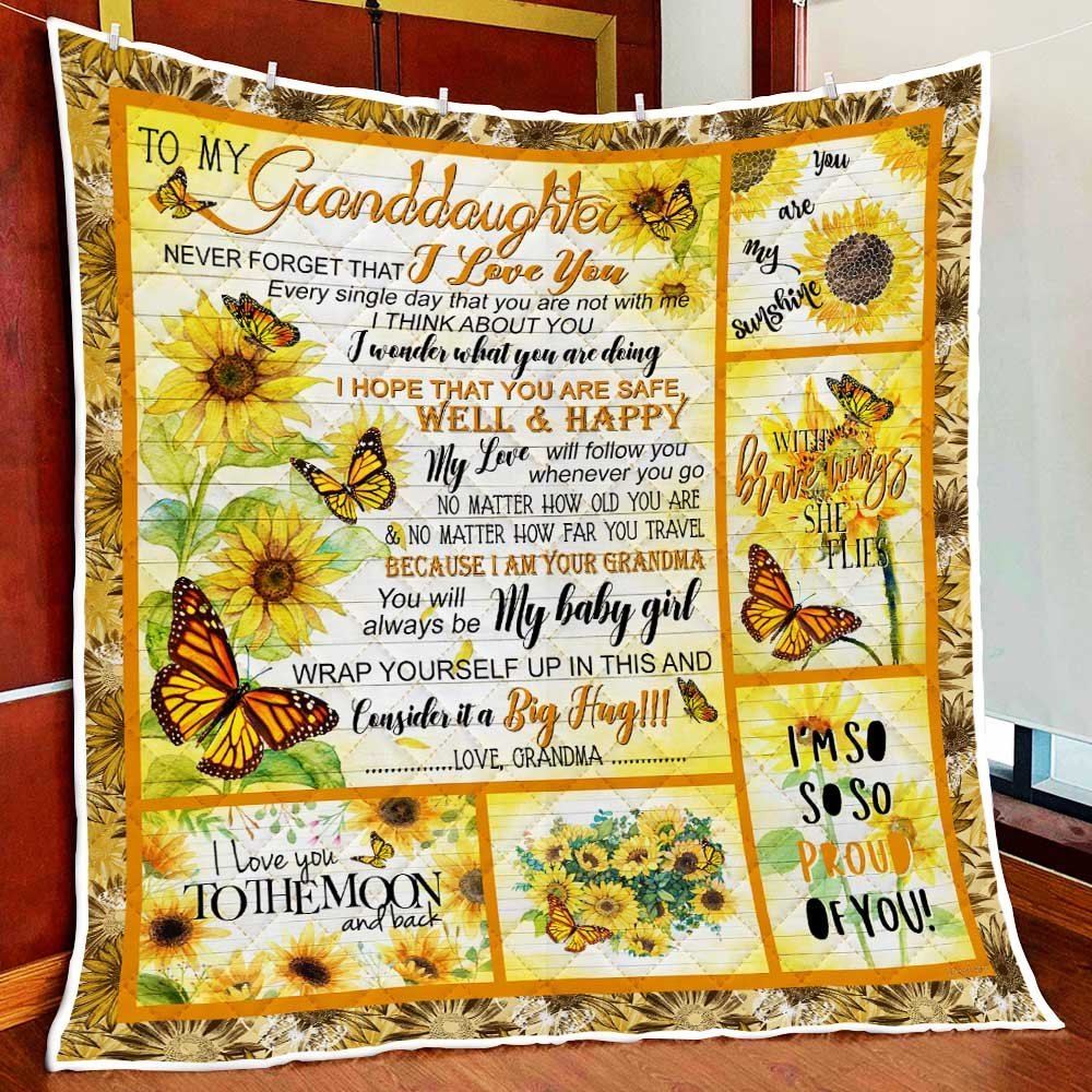 To My Granddaughtersunflower Quilt Blanket