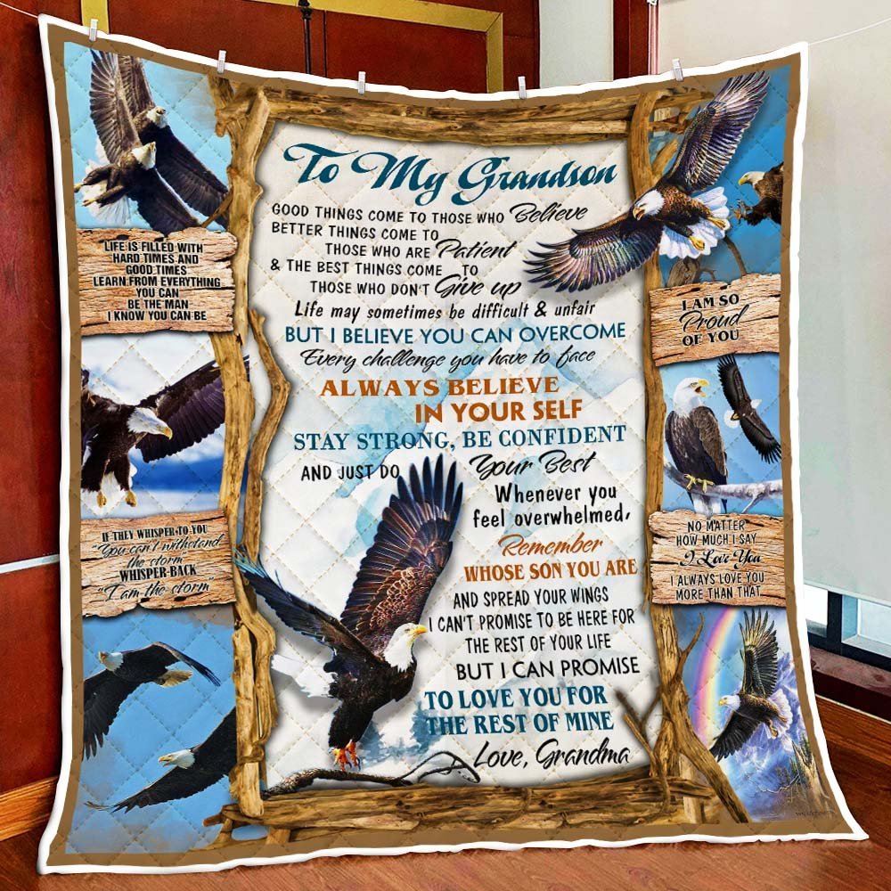 To My Grandson Spread Your Wings Eagle Quilt Blanket Thh2832q1