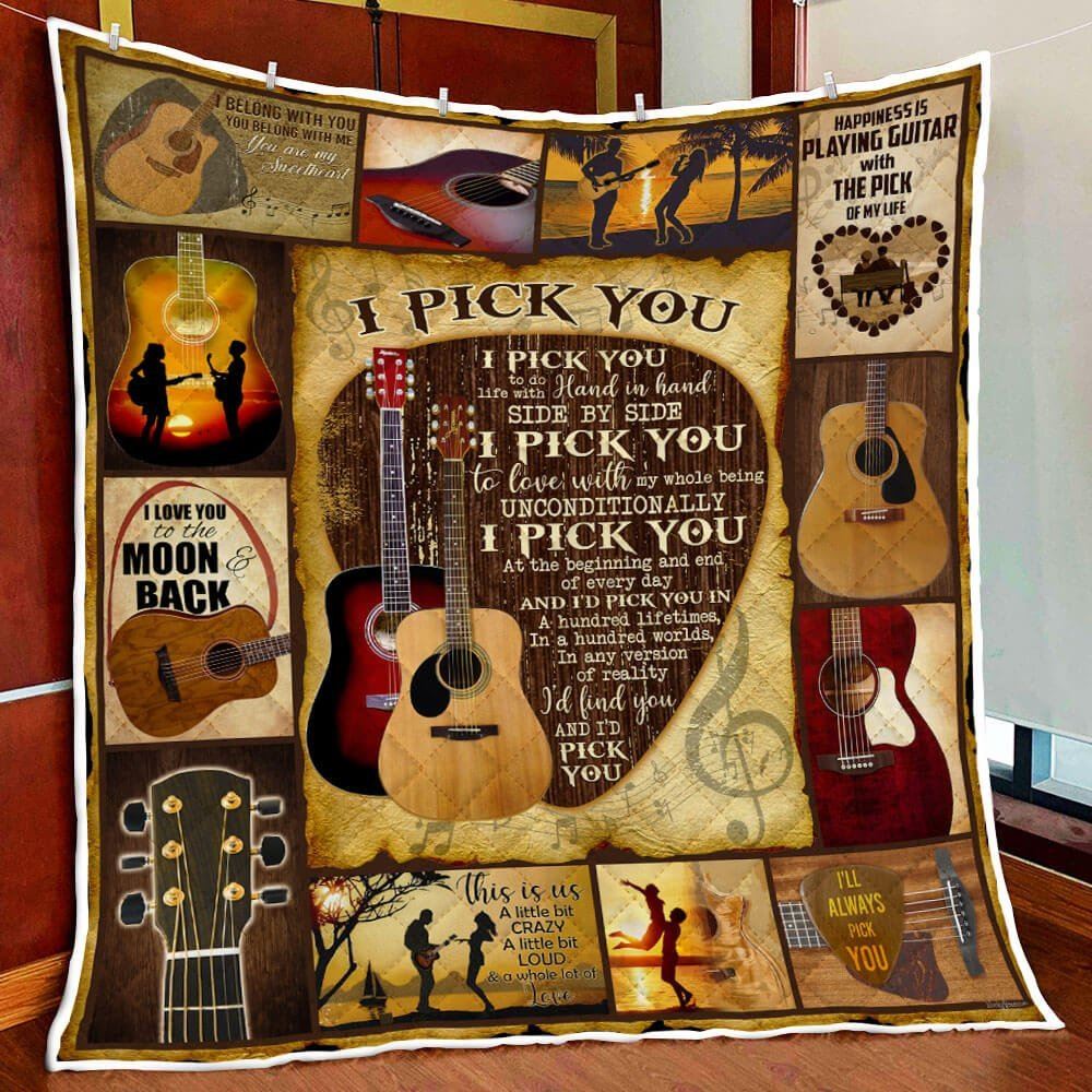 To My Love I Pick You Guitar Quilt Blanket