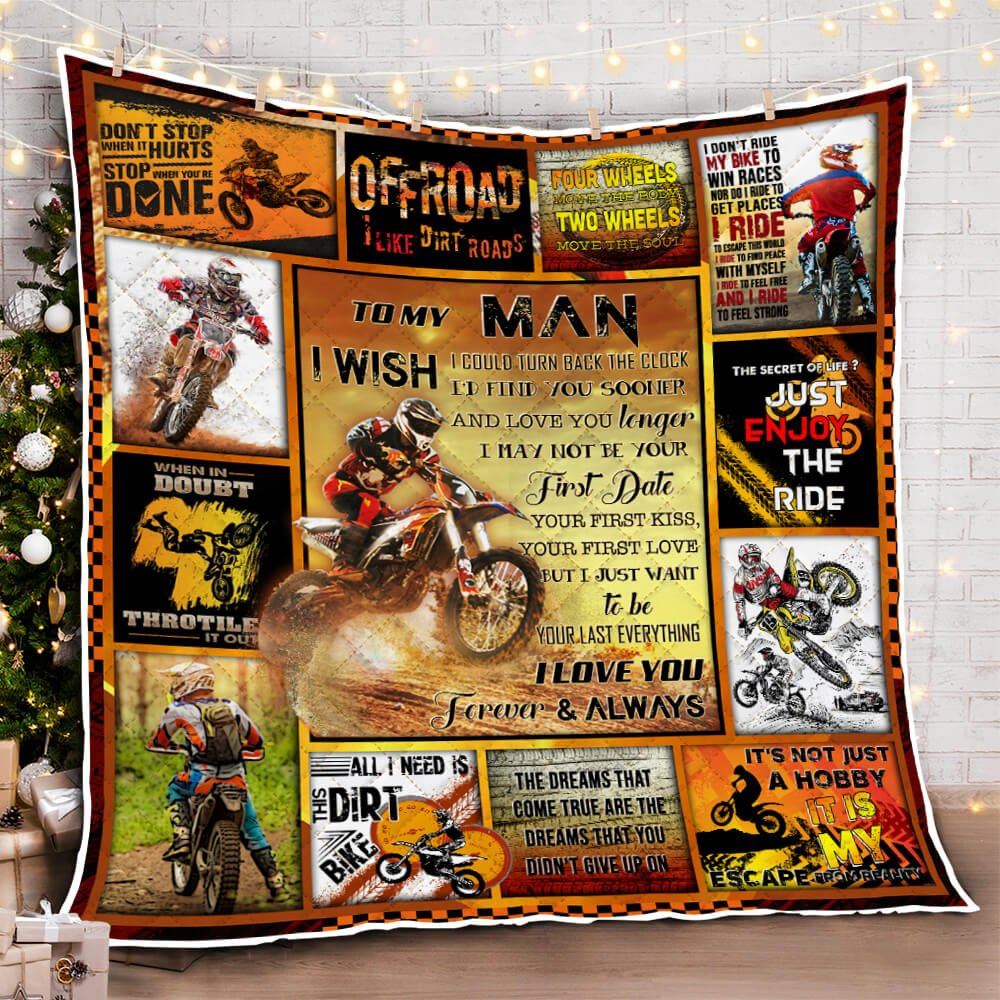 To My Man Dirt Bike Quilt Blanket