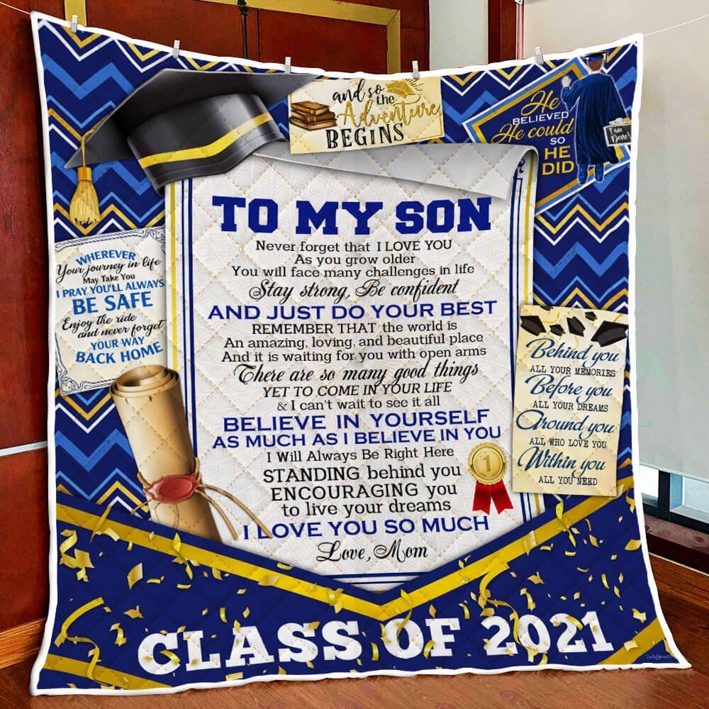 To My Son Class Of 2021 Graduation Quilt Blanket