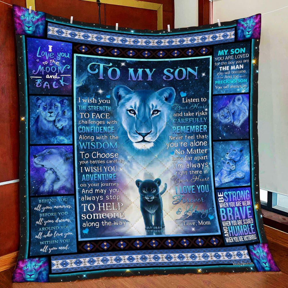 To My Son Lion Quilt Blanket