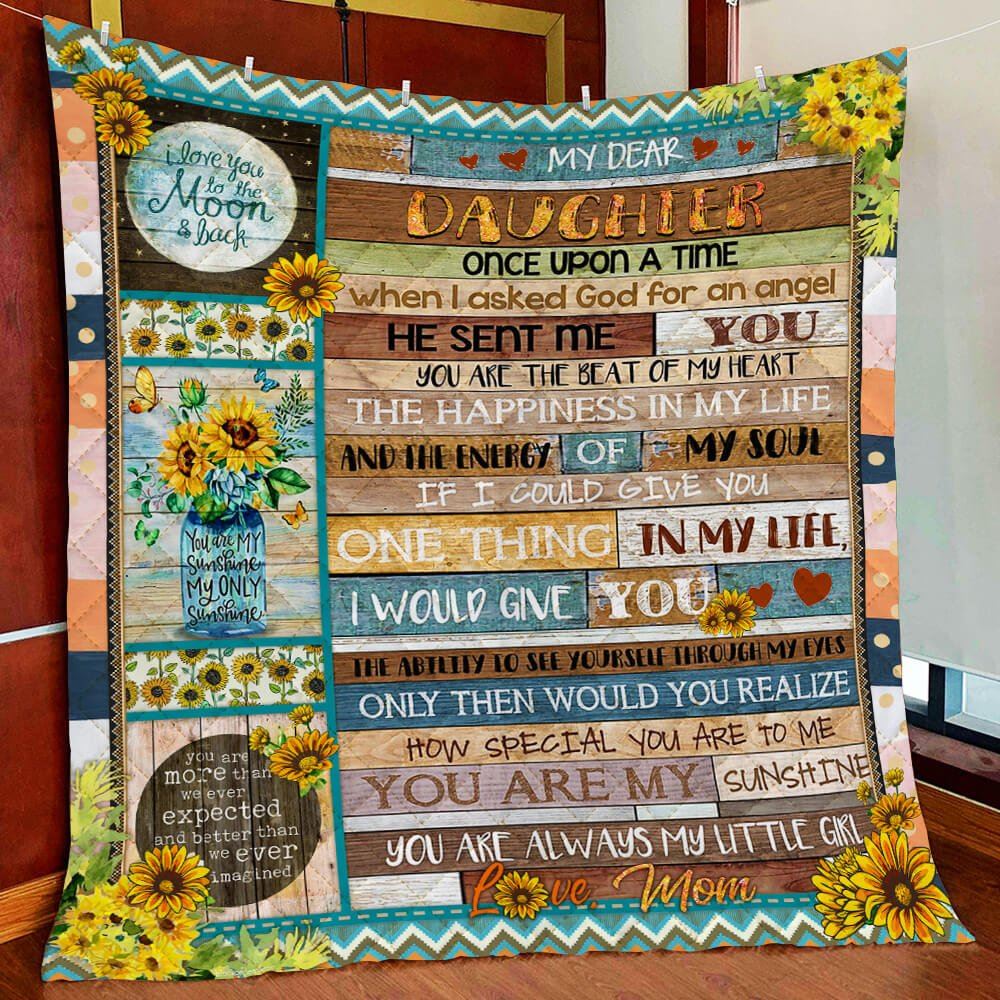 To My Sunshine Daughter Love Mom Quilt Blanket