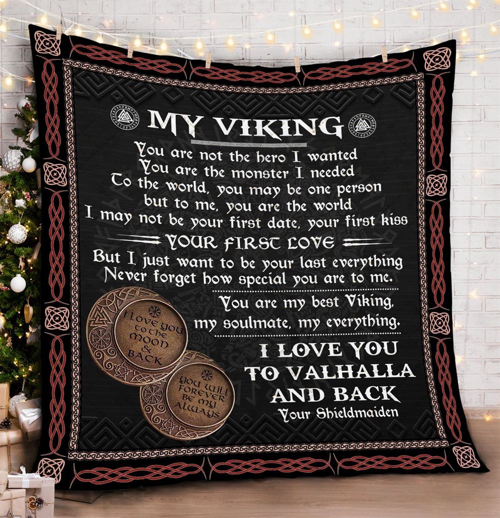 To My Viking Love You To Valhalla And Back Quilt Blanket