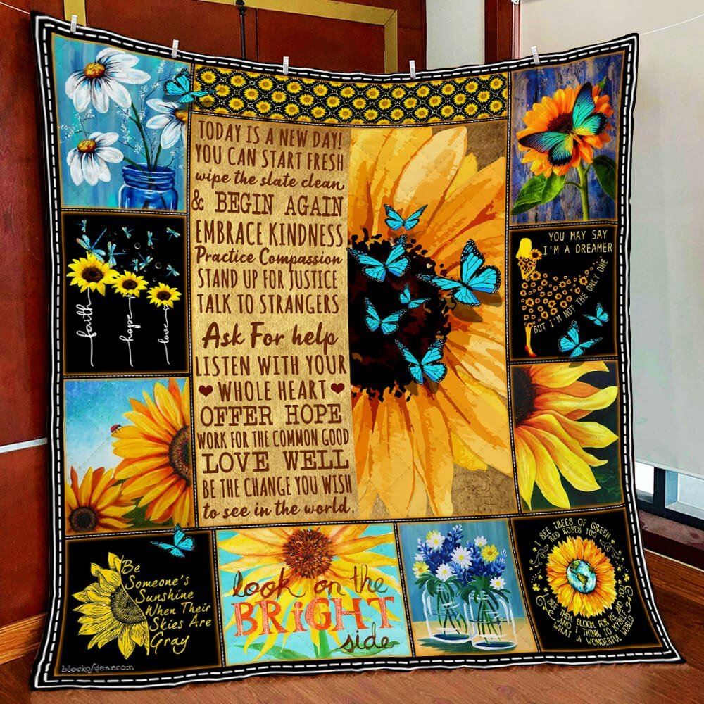 Today Is A New Day Sunflower Quilt Blanket