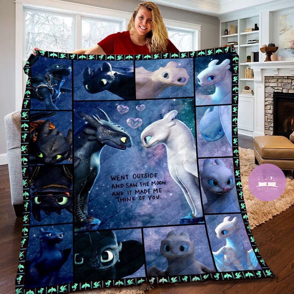 Toothless And Light Fury Quilt Night Fury And Light Fury Fleece Blanket Toothless And Light Fury Valentine Gifts For Couples