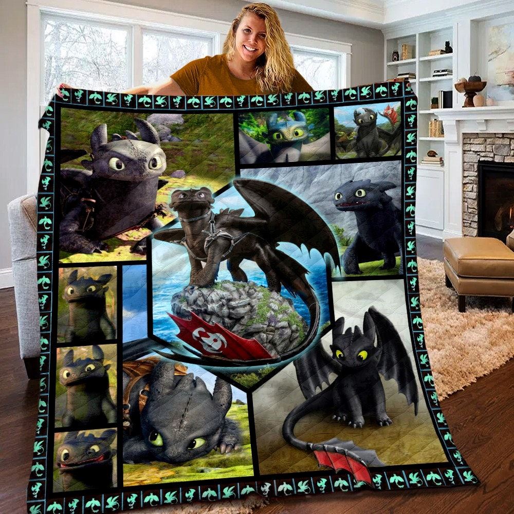 Toothless Quilt Toothless Fleece Blanket How To Train Your Dragon Birthday Gifts Toothless Dragon Christmas Gift For Kids